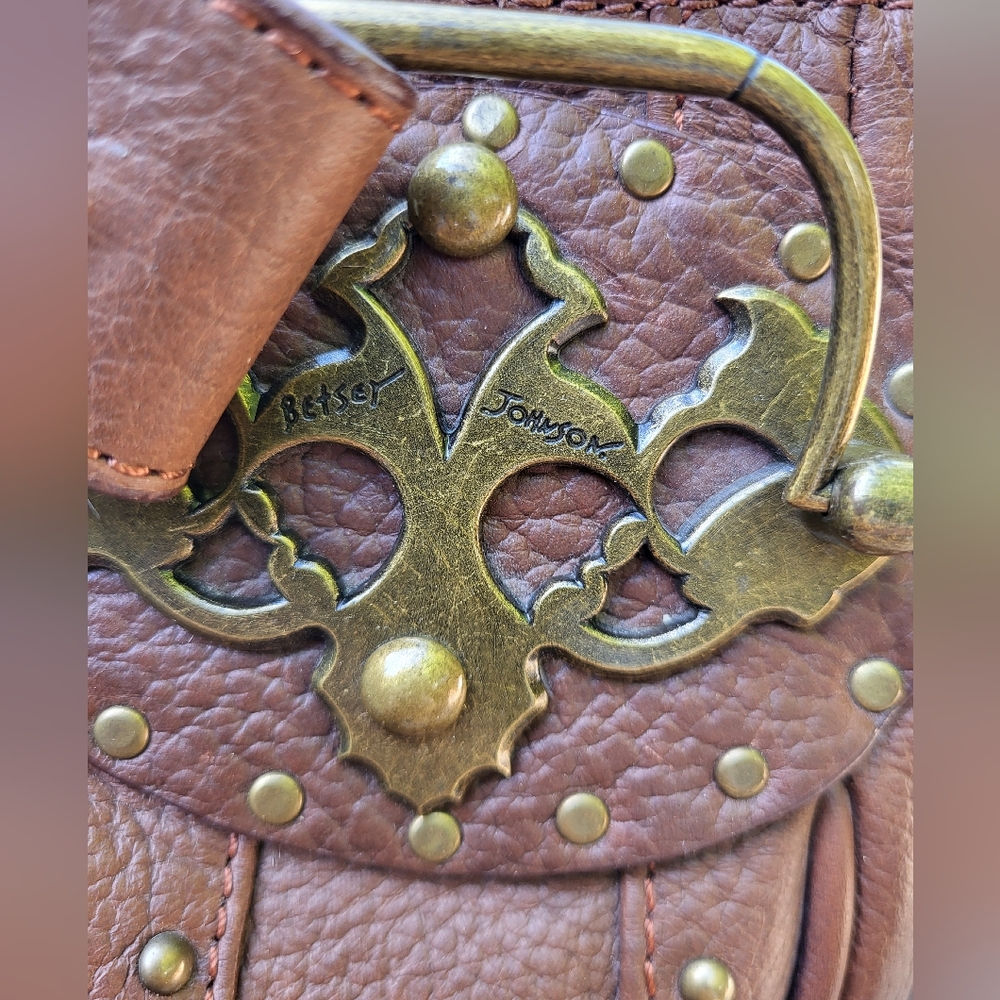 Betsey Johnson Vintage Genuine Leather Studded Handbag - Picture 5 of 8